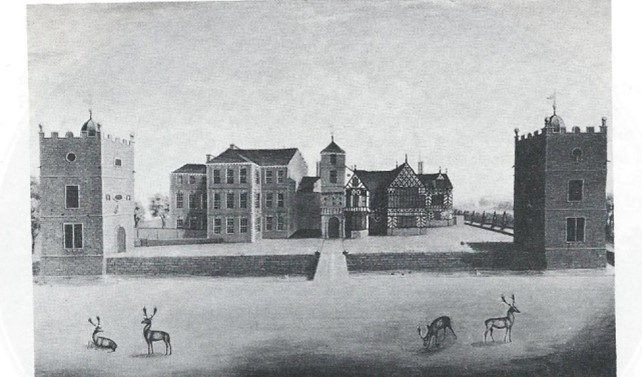 Black and white photo of Poynton Hall
