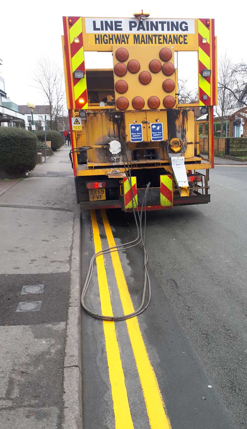 Newly Painted Double Yellow Lines